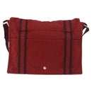 HERMES Bathas Shoulder Bag Canvas Red Silver Auth mr2683-2