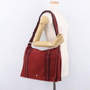 HERMES Bathas Shoulder Bag Canvas Red Silver Auth mr2683-23