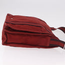 HERMES Bathas Shoulder Bag Canvas Red Silver Auth mr2683-4