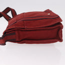 HERMES Bathas Shoulder Bag Canvas Red Silver Auth mr2683-5