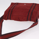 HERMES Bathas Shoulder Bag Canvas Red Silver Auth mr2683-6