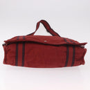 HERMES Bathas Shoulder Bag Canvas Red Silver Auth mr2683-9