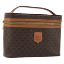 CELINE Macadam Canvas Vanity Hand Bag PVC Leather Brown Gold Auth mr2684A-1
