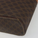 CELINE Macadam Canvas Vanity Hand Bag PVC Leather Brown Gold Auth mr2684A-10