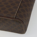 CELINE Macadam Canvas Vanity Hand Bag PVC Leather Brown Gold Auth mr2684A-12