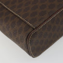 CELINE Macadam Canvas Vanity Hand Bag PVC Leather Brown Gold Auth mr2684A-13