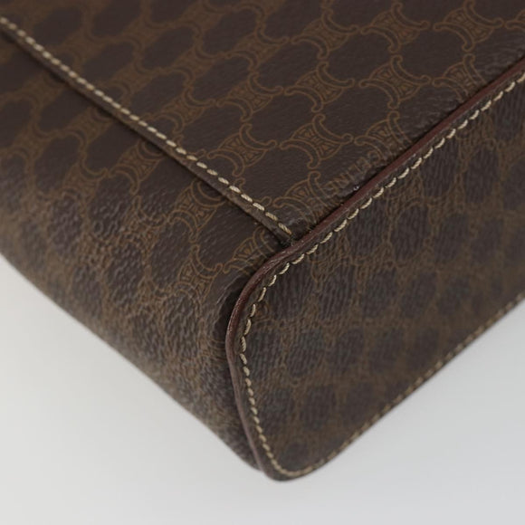 CELINE Macadam Canvas Vanity Hand Bag PVC Leather Brown Gold Auth mr2684A