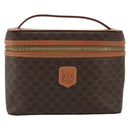 CELINE Macadam Canvas Vanity Hand Bag PVC Leather Brown Gold Auth mr2684A-2