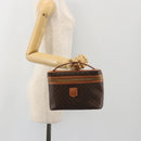 CELINE Macadam Canvas Vanity Hand Bag PVC Leather Brown Gold Auth mr2684A-22