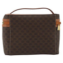 CELINE Macadam Canvas Vanity Hand Bag PVC Leather Brown Gold Auth mr2684A-3