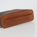 CELINE Macadam Canvas Vanity Hand Bag PVC Leather Brown Gold Auth mr2684A-7
