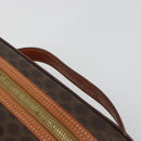 CELINE Macadam Canvas Vanity Hand Bag PVC Leather Brown Gold Auth mr2684A-8