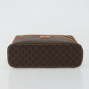 CELINE Macadam Canvas Vanity Hand Bag PVC Leather Brown Gold Auth mr2684A-9