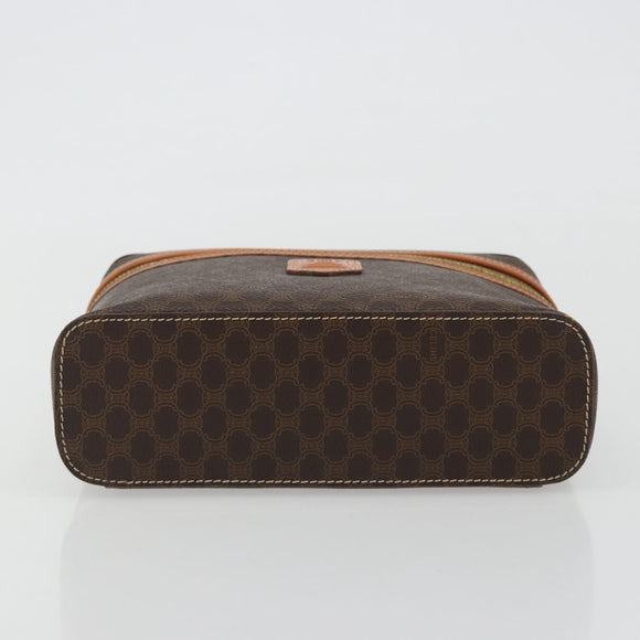 CELINE Macadam Canvas Vanity Hand Bag PVC Leather Brown Gold Auth mr2684A