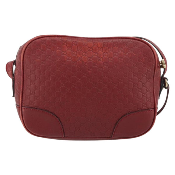 GUCCI Micro GG Canvas Guccissima Bag Leather Red Gold 449413 Auth mr2685