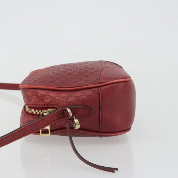 GUCCI Micro GG Canvas Guccissima Bag Leather Red Gold 449413 Auth mr2685