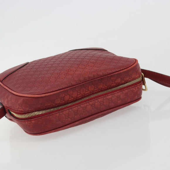 GUCCI Micro GG Canvas Guccissima Bag Leather Red Gold 449413 Auth mr2685