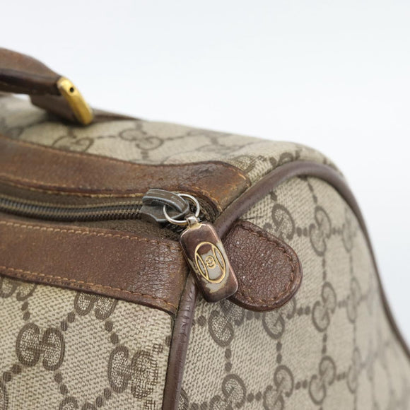 GUCCI GG Supreme Web Sherry Line Boston Bag PVC Beige Gold 58 02 007 Auth mr2687