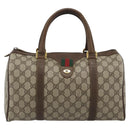 GUCCI GG Supreme Web Sherry Line Boston Bag PVC Beige Gold 58 02 007 Auth mr2687-13