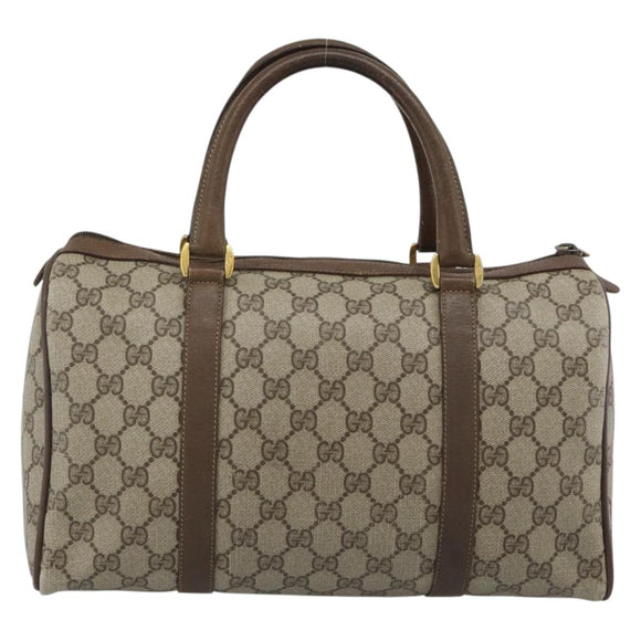 GUCCI GG Supreme Web Sherry Line Boston Bag PVC Beige Gold 58 02 007 Auth mr2687