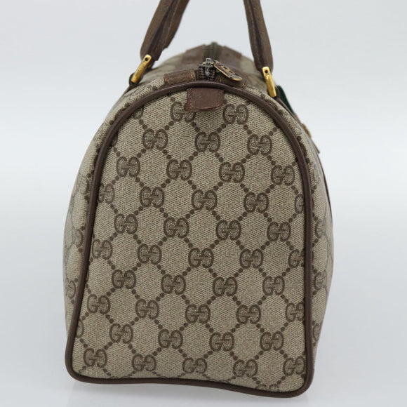 GUCCI GG Supreme Web Sherry Line Boston Bag PVC Beige Gold 58 02 007 Auth mr2687