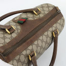 GUCCI GG Supreme Web Sherry Line Boston Bag PVC Beige Gold 58 02 007 Auth mr2687-6