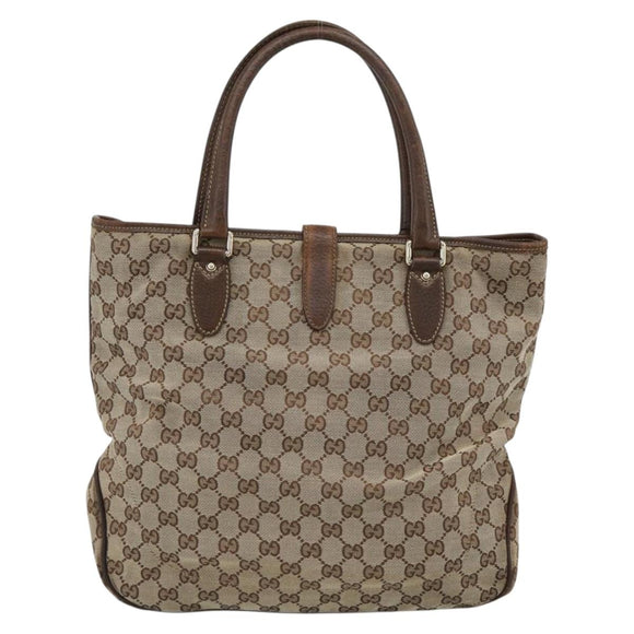 GUCCI GG Canvas Hand Bag Beige Gold 145818 Auth mr2688
