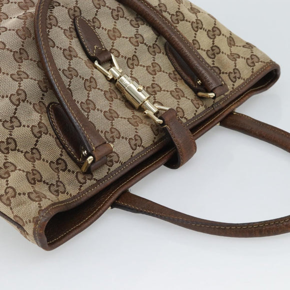 GUCCI GG Canvas Hand Bag Beige Gold 145818 Auth mr2688