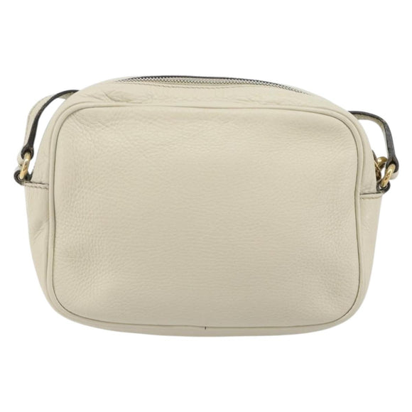GUCCI Shoulder Bag Leather White Gold 308364 Auth mr2693