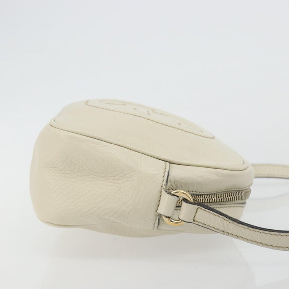 GUCCI Shoulder Bag Leather White Gold 308364 Auth mr2693