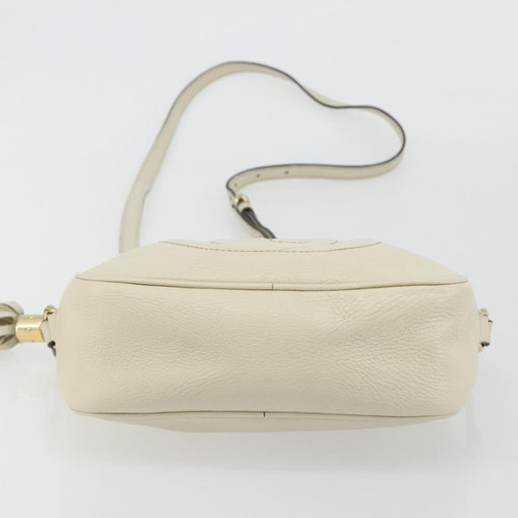GUCCI Shoulder Bag Leather White Gold 308364 Auth mr2693