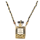 CHANEL Perfume Necklace Metal Gold CC Auth mr2694-1
