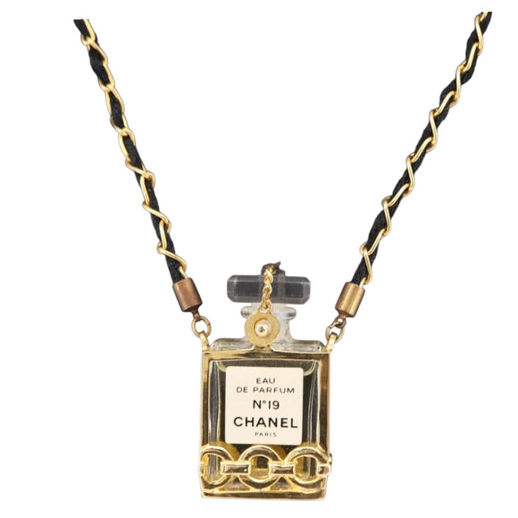 CHANEL Perfume Necklace Metal Gold CC Auth mr2694