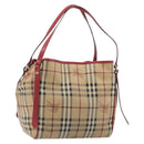 BURBERRY Nova Check Shoulder Bag PVC Beige Gold Auth mr2695-1