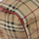 BURBERRY Nova Check Shoulder Bag PVC Beige Gold Auth mr2695-14