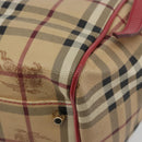 BURBERRY Nova Check Shoulder Bag PVC Beige Gold Auth mr2695-15