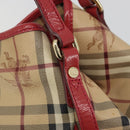 BURBERRY Nova Check Shoulder Bag PVC Beige Gold Auth mr2695-17
