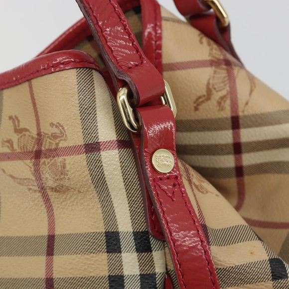 BURBERRY Nova Check Shoulder Bag PVC Beige Gold Auth mr2695