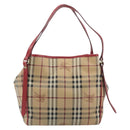 BURBERRY Nova Check Shoulder Bag PVC Beige Gold Auth mr2695-13