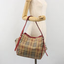 BURBERRY Nova Check Shoulder Bag PVC Beige Gold Auth mr2695-21