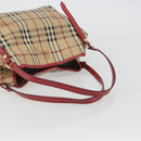 BURBERRY Nova Check Shoulder Bag PVC Beige Gold Auth mr2695-7