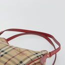 BURBERRY Nova Check Shoulder Bag PVC Beige Gold Auth mr2695-8