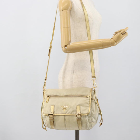 PRADA Shoulder Bag Nylon Gold Auth mr2696