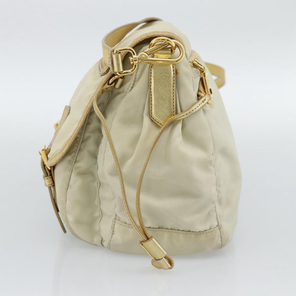 PRADA Shoulder Bag Nylon Gold Auth mr2696