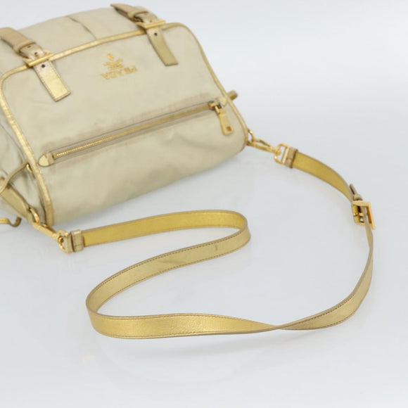 PRADA Shoulder Bag Nylon Gold Auth mr2696