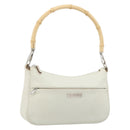 GUCCI Bamboo Shoulder Bag Leather White Silver 001 3870 Auth mr2697-1