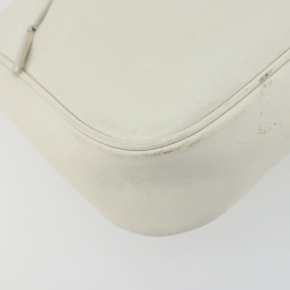 GUCCI Bamboo Shoulder Bag Leather White Silver 001 3870 Auth mr2697