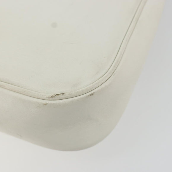 GUCCI Bamboo Shoulder Bag Leather White Silver 001 3870 Auth mr2697