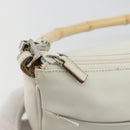 GUCCI Bamboo Shoulder Bag Leather White Silver 001 3870 Auth mr2697-18