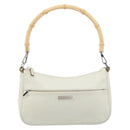 GUCCI Bamboo Shoulder Bag Leather White Silver 001 3870 Auth mr2697-13